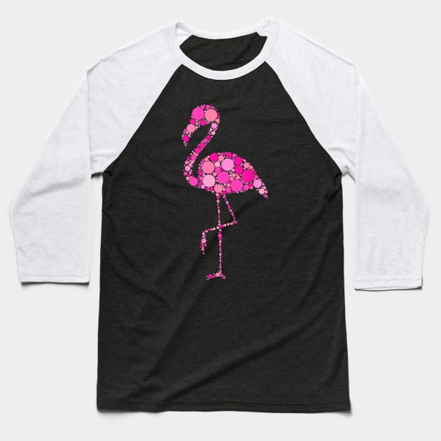 Pink Polka Dot Flamingo International Dot Day Baseball T-Shirt by mccloysitarh